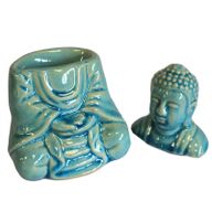 Sittande Buddha Oljebrännare - Blå
