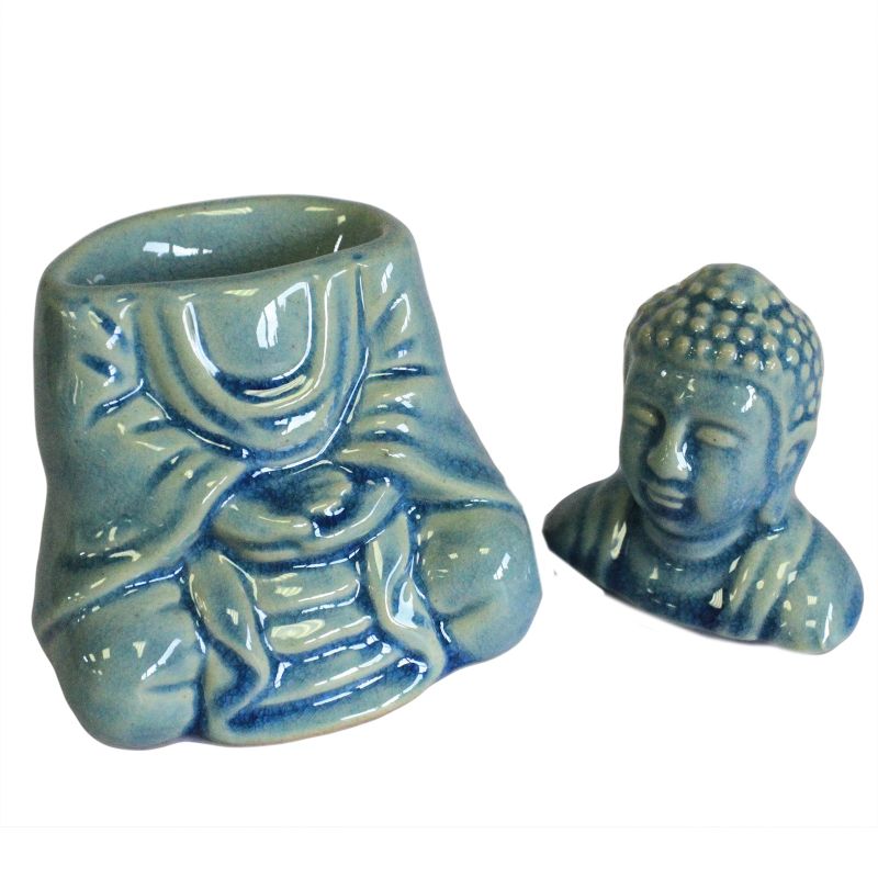 Sittande Buddha Oljebrännare - Blå