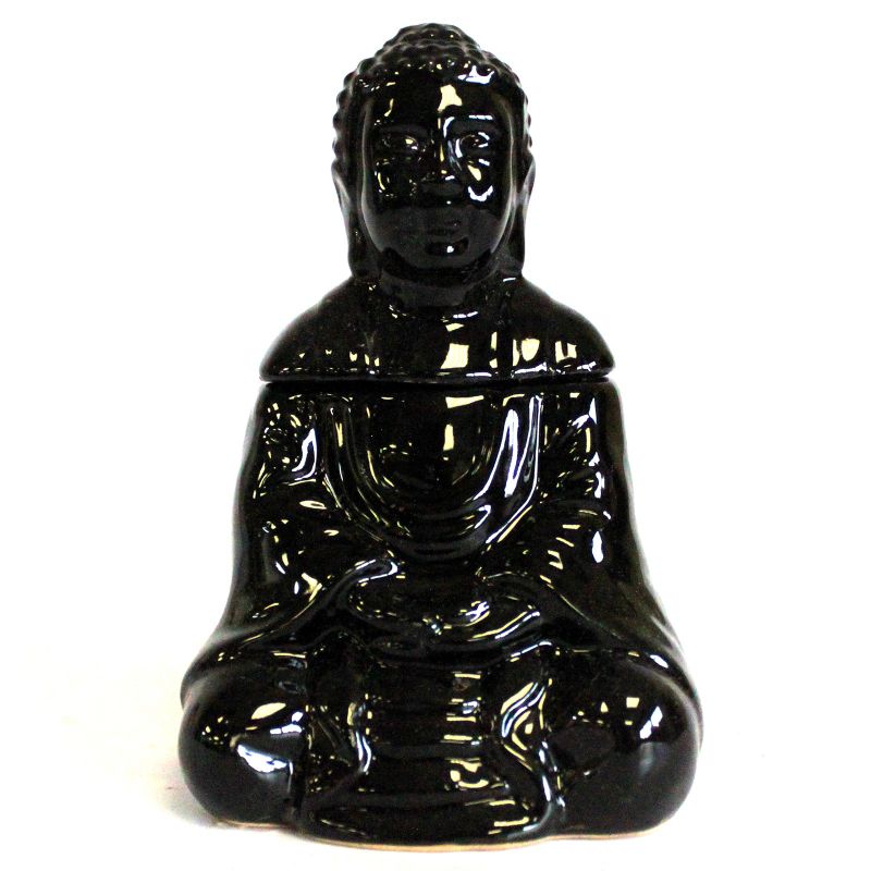 Sittande Buddha Oljebrännare - Svart