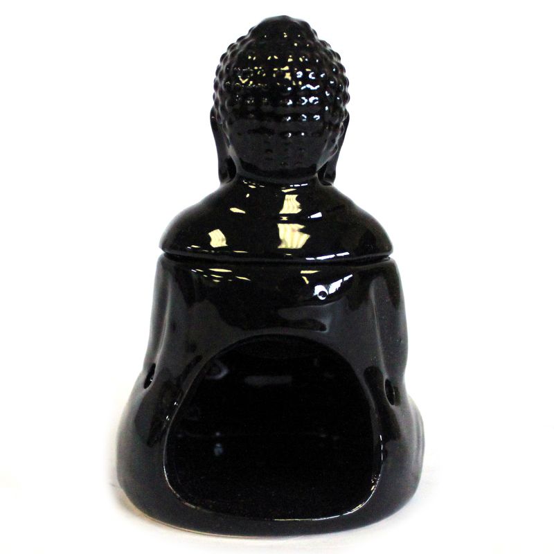 Sittande Buddha Oljebrännare - Svart