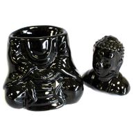 Sittande Buddha Oljebrännare - Svart