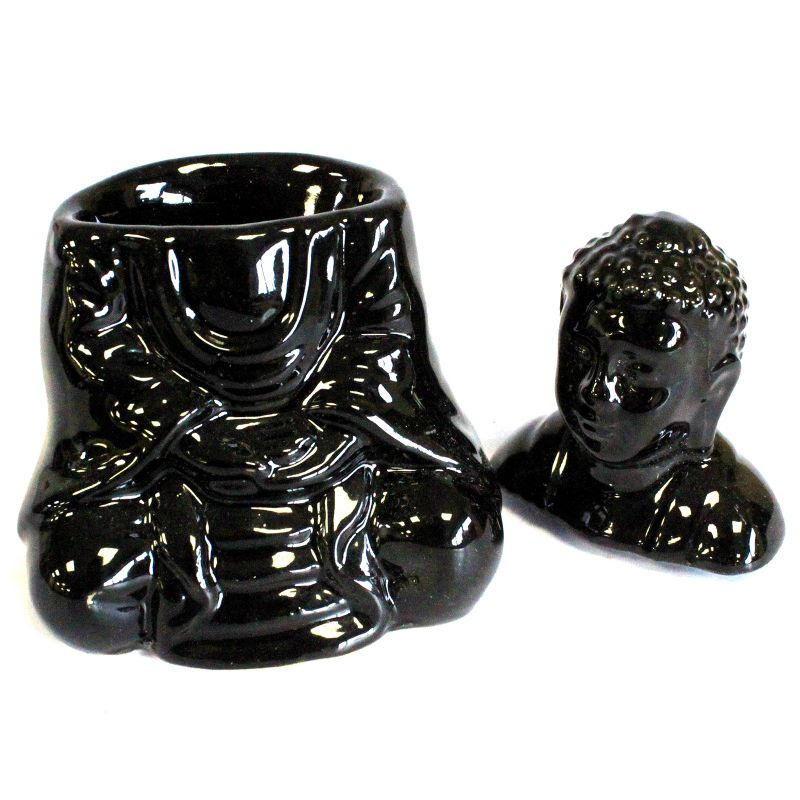 Sittande Buddha Oljebrännare - Svart