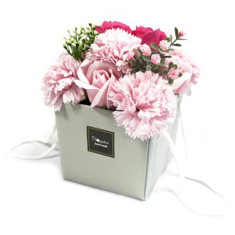 Tvålblomsterbukett - Rosa ros och nejlika - SPECIELL