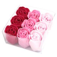 Ask med 9 Tvålblommor - Rosa Rosor