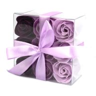 Ask med 9 Tvålblommor - Lavendel Rosor