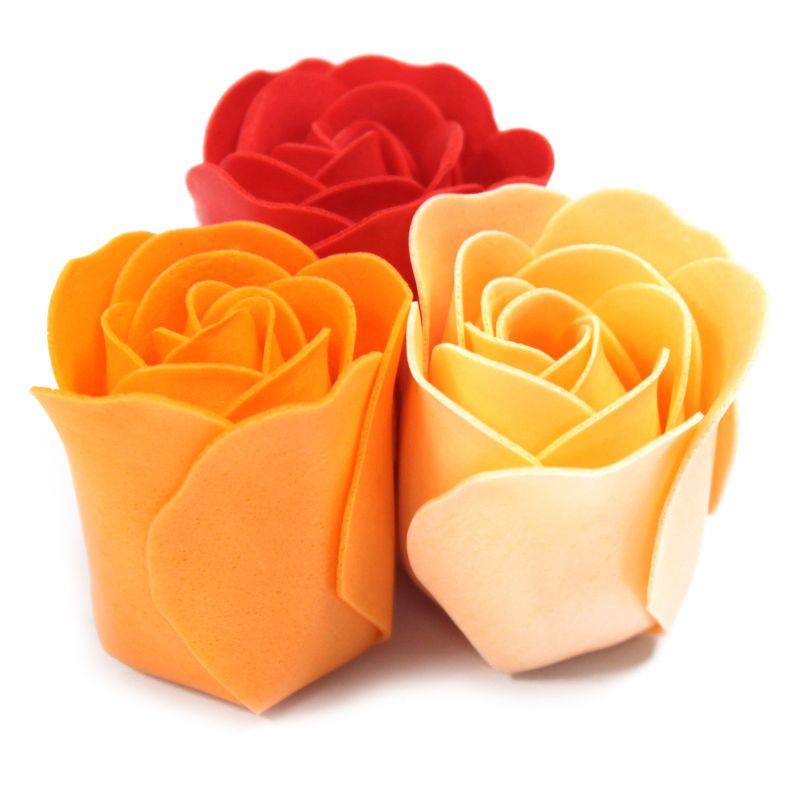 Ask med 9 Tvålblommor - Persikofärgade Rosor