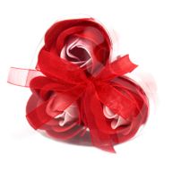 Ask med 3 Tvålblommor - Röda Rosor