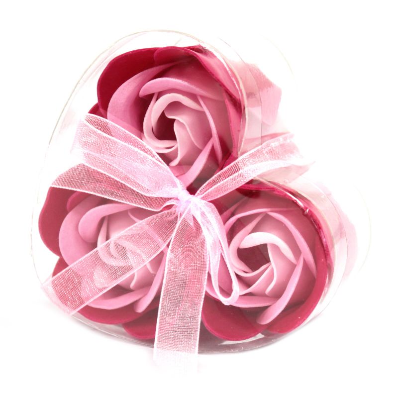 Ask med 3 Tvålblommor - Rosa Rosor
