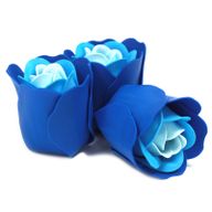 Ask med 3 Tvålblommor - Blå Bröllopsrosor