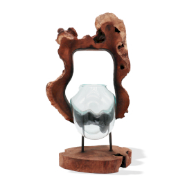 Smält Glas på Trä - Hängande Konstnärlig Vas