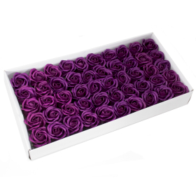 50x Tvålblommor för Hantverk - Mellanstor Ros - Mörk Violett