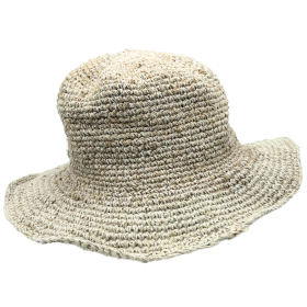 3x Handstickad Festivalhatt av Hampa & Bomull - Naturlig