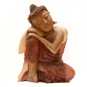 Handsnidad Buddhastaty - 30cm Tänkande - Skadat