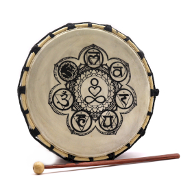 Chakra Shamansk Trumma med En Pinne - 25cm