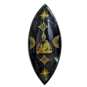 Emaljerad Rökelseskål - Aluminum - Guld & Svart Buddha