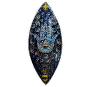 Emaljerad Rökelseskål - Aluminum - Blå Hamsa