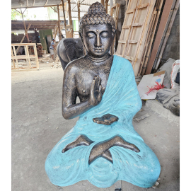 Stor Buddhastaty i Turkos & Sten - Meditation i Stupa - 1.5m