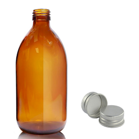 30x 500ml Bärnstensfärgad Medicinflaska med Aluminiumlock