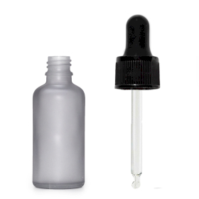 160x 10ml Flaska i Grå Frostat Glas med Svart Pipett