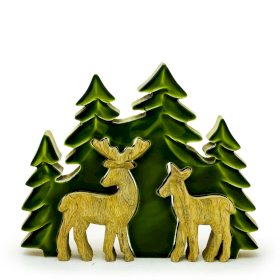 2x Vilse i Skogen - Två Hjortar i Skogen - 3D Trädekoration - 18x23cm