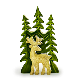 3x Vilse i Skogen - Hjort i Skogen - 3D Trädekoration - 25x15cm