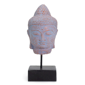 Buddhahuvud i Stillhet på Stativ - Blå Koppar