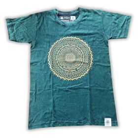 Liten Stentvättad T-shirt - Mandala - Grön