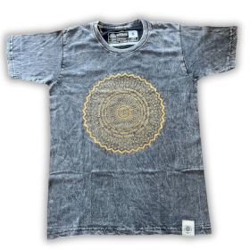 Liten Stentvättad T-shirt - Mandala - Mörkgrå