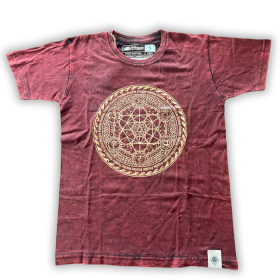 Liten Stentvättad T-shirt - Chakra - Vinröd