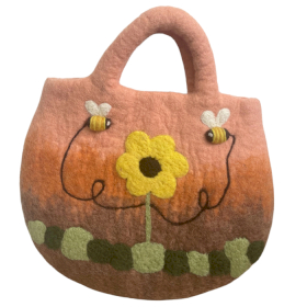 Filtväska med Solros & Bin - 35x27cm