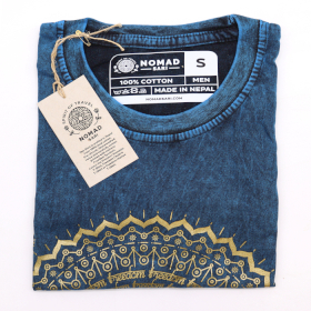 Liten Stentvättad T-shirt - Mandala - Blå