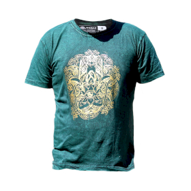 Liten Stentvättad T-shirt - Hamsa - Grön