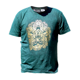 Medel Stentvättad T-shirt - Hamsa - Grön
