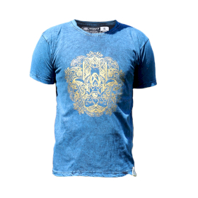 Liten Stentvättad T-shirt - Hamsa - Blå
