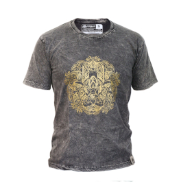 Liten Stentvättad T-shirt - Hamsa - Mörkgrå