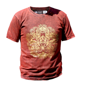 Medel Stentvättad T-shirt - Hamsa - Vinröd