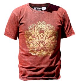Extra Stor Stentvättad T-shirt - Hamsa - Vinröd