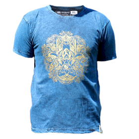 Extra Stor Stentvättad T-shirt - Hamsa - Blå