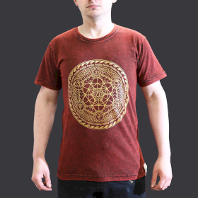 Stentvättad T-shirt (S) - Chakra - Vinröd