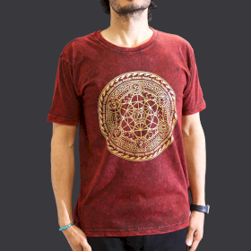 Stentvättad T-shirt (M) - Chakra - Vinröd