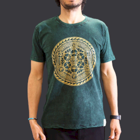 Stentvättad T-shirt (M) - Chakra - Grön