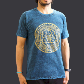 Stentvättad T-shirt (M) - Chakra - Blå