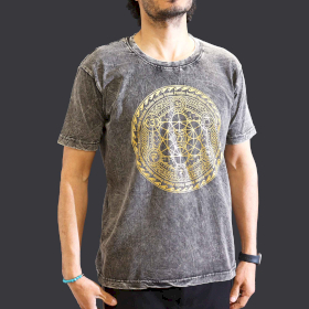 Stentvättad T-shirt (M) - Chakra - Mörkgrå