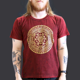 Stentvättad T-shirt (L) - Chakra - Vinröd