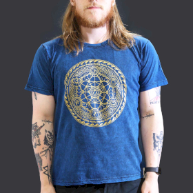 Stentvättad T-shirt (L) - Chakra - Blå