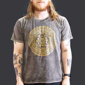 Stentvättad T-shirt (L) - Chakra - Mörkgrå