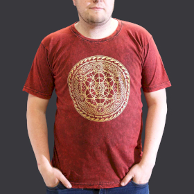 Stentvättad T-shirt (XL) - Chakra - Vinröd