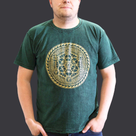 Stentvättad T-shirt (XL) - Chakra - Grön