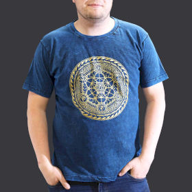 Stentvättad T-shirt (XL) - Chakra - Blå