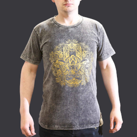 Stentvättad T-shirt (S) - Hamsa - Mörkgrå